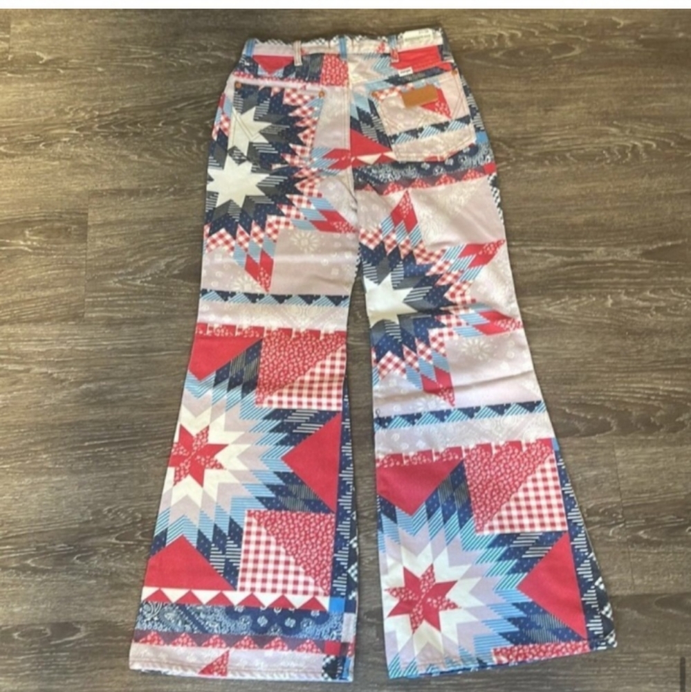 Wrangler Women's Flare Jeans - Blue and Red Patchwork - Picture 6 of 7